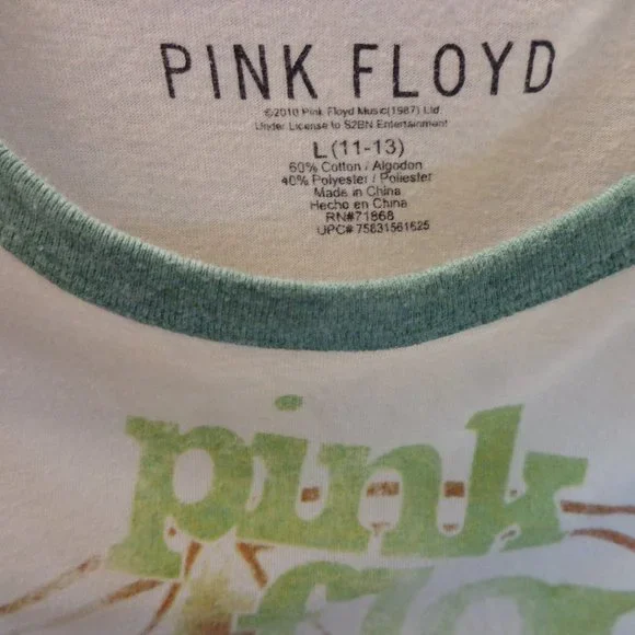 PINK FLOYD 1973 Tour Raglan Shirt sz L teens - Picture 5 of 5